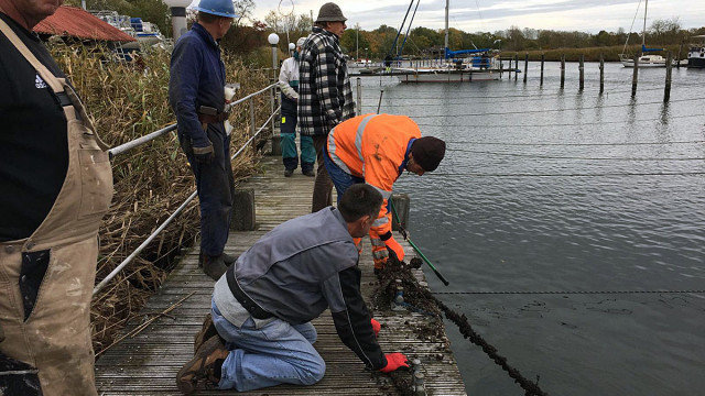 Die Mannschaft an Land hatte es etwas leichter ...